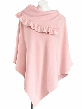 Pink ruffled cape. Casual fleece poncho. Cozy Comfy Loungewear Layering ONE SIZE